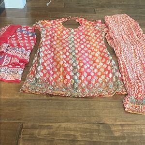 Orange and Multi Salwaar Suit